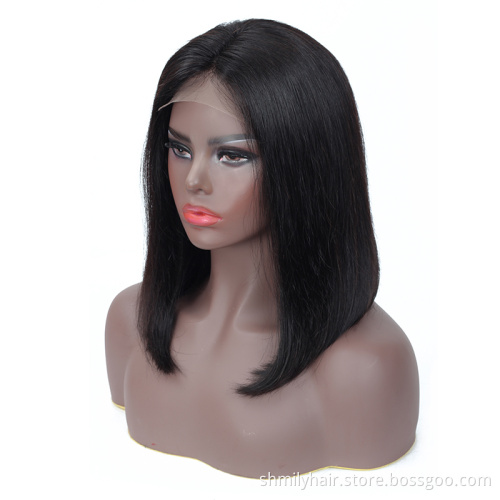 Shmily Straight Bob Wigs Indian Human Hair Lace Front Closure Short Bob Wig Wholesale 4x4 Straight Short Bob Raw Indian Wigs
